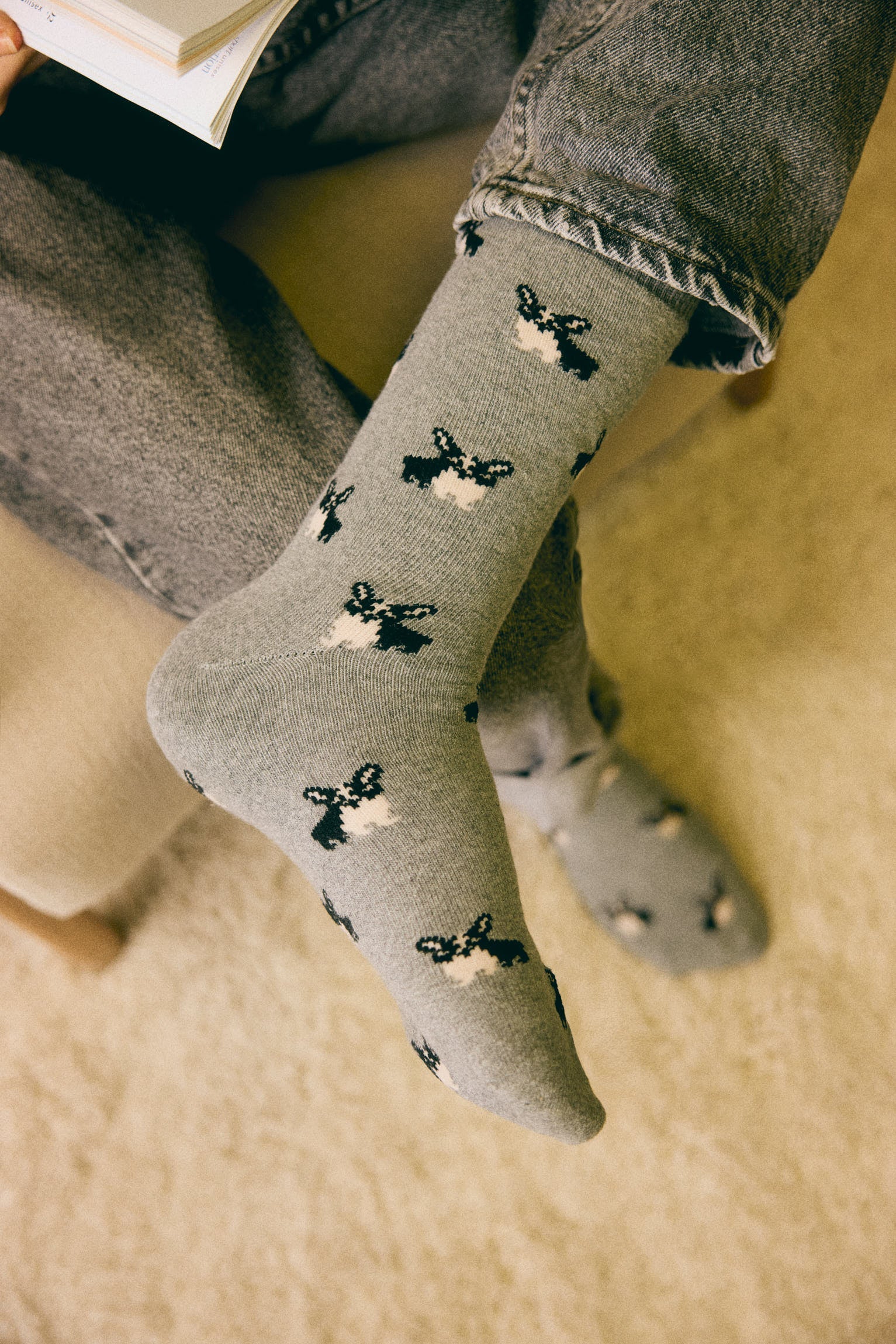 Meias altas térmicas estampadas