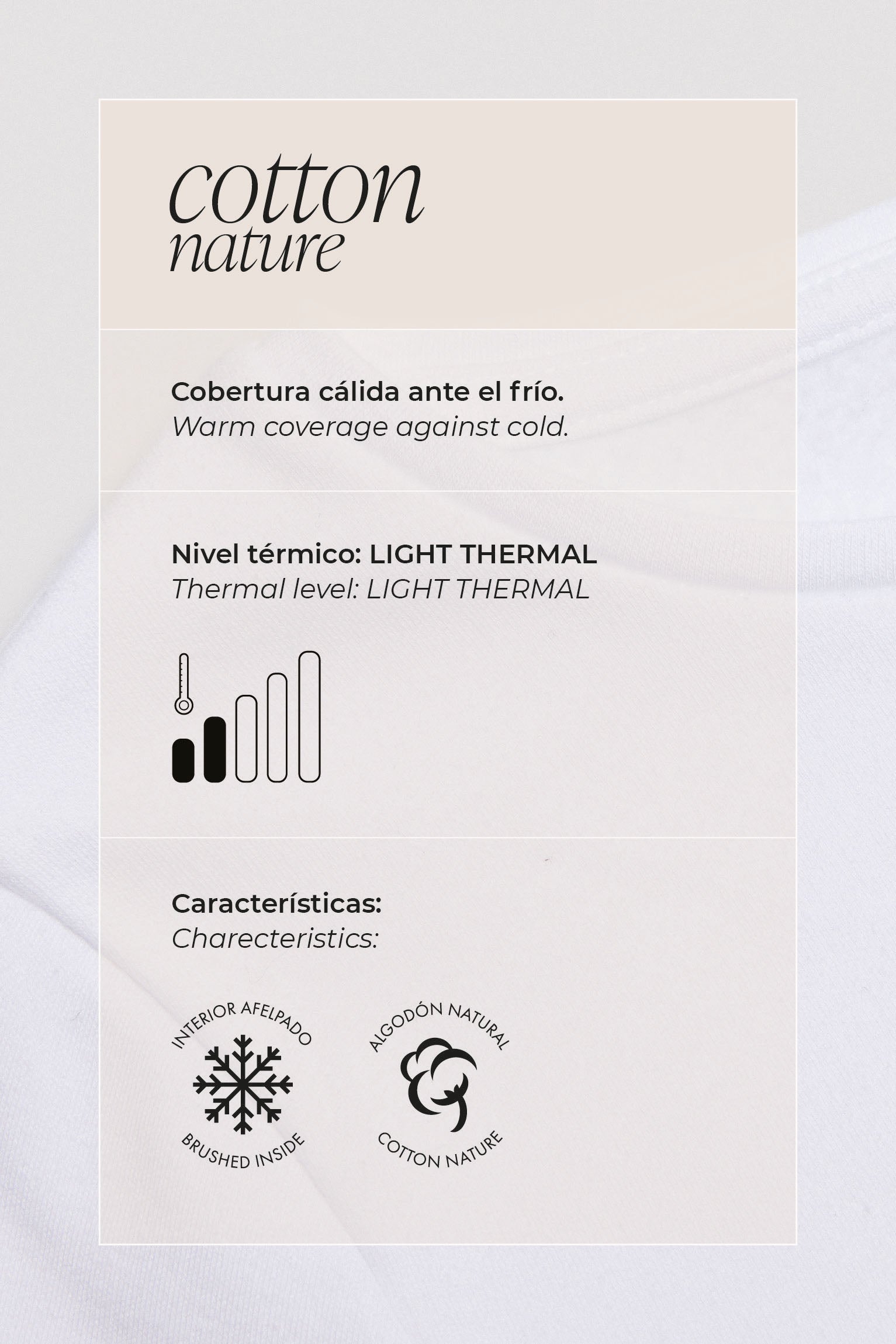 Camisola Térmica Leve de Algodão com Manga Comprida e Gola Redonda