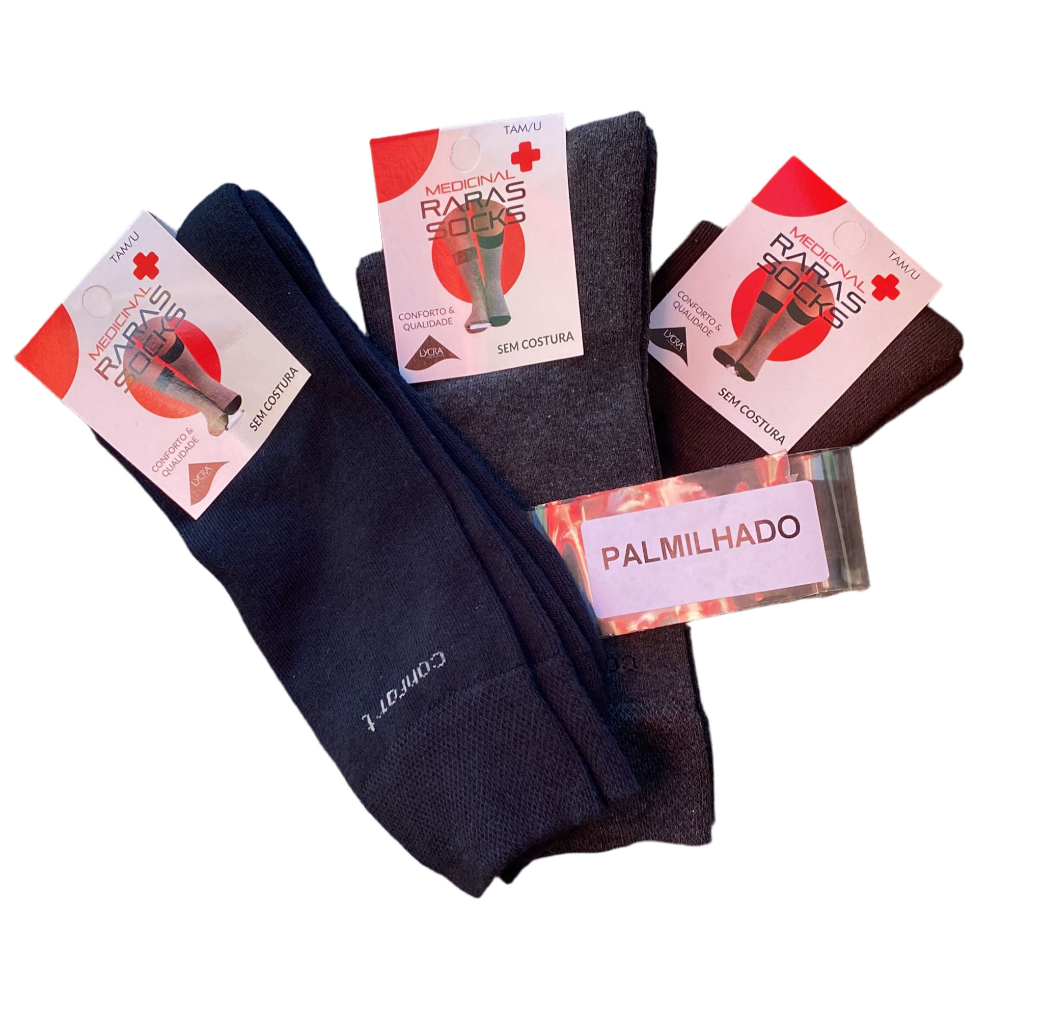 Pack 3 pares Meia Medicinal palmilhada