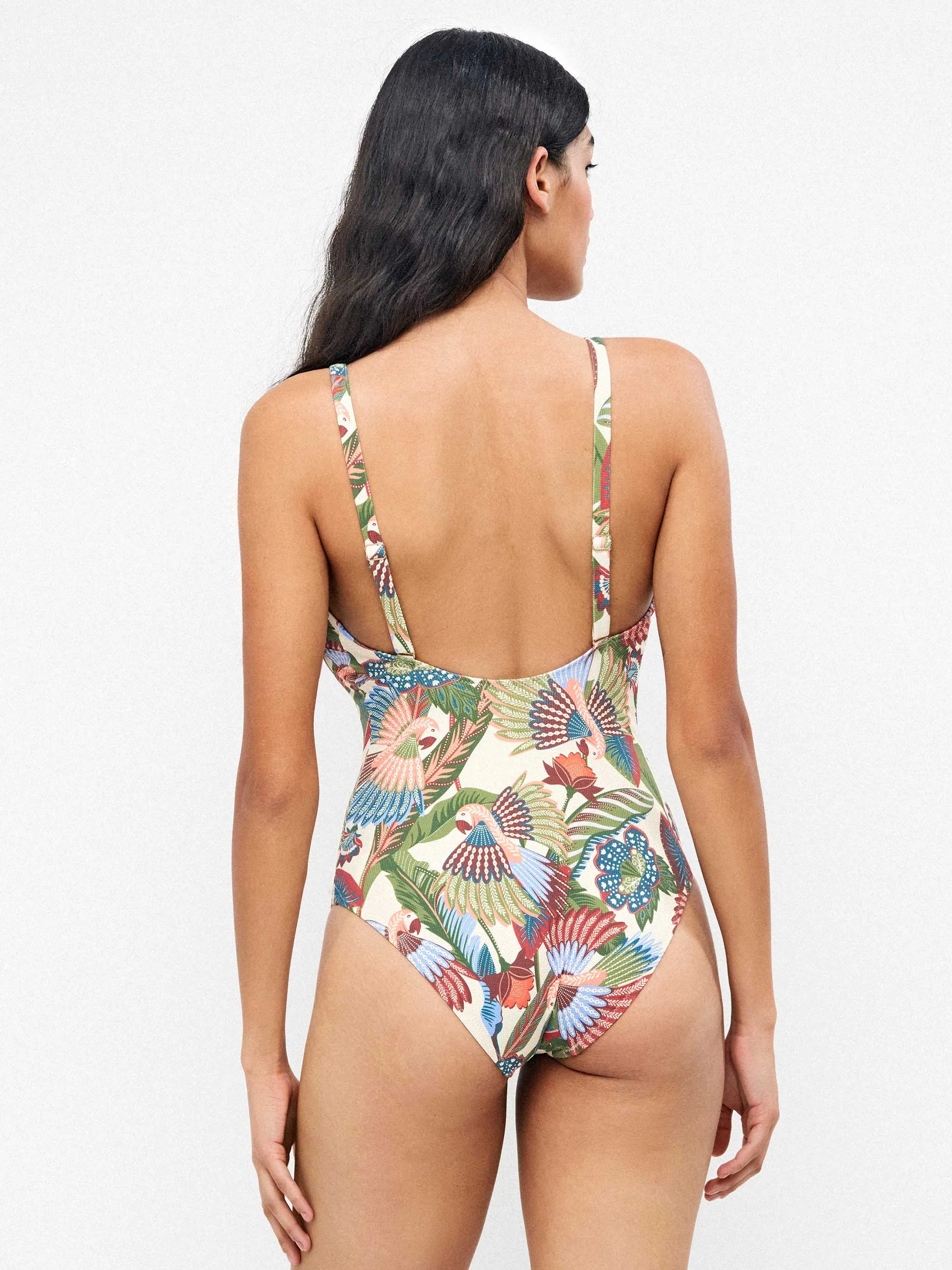 Bañador plus size sin aro con copa fija en tejidode piqué