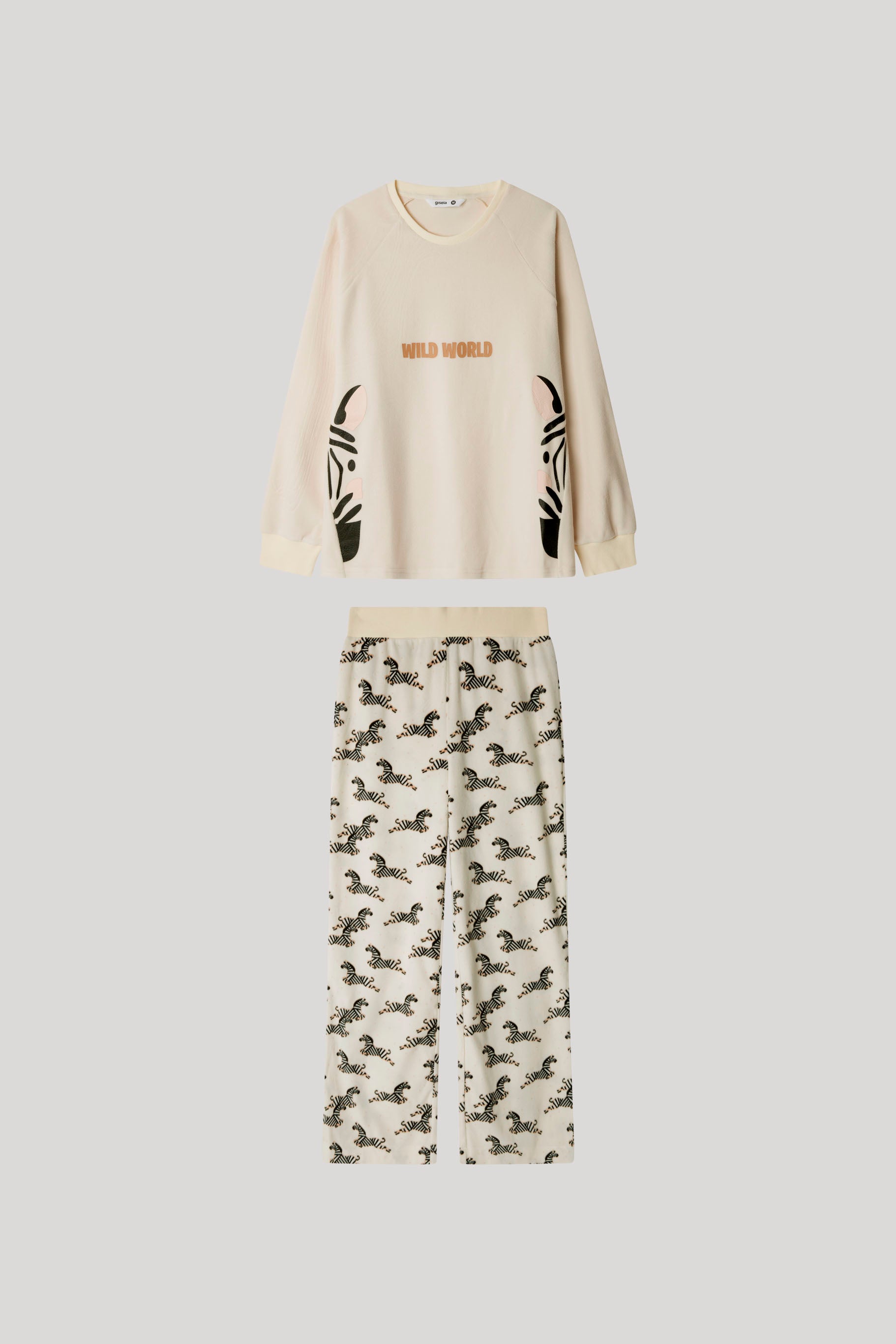 Pijama estampado em tecido micropolar macio