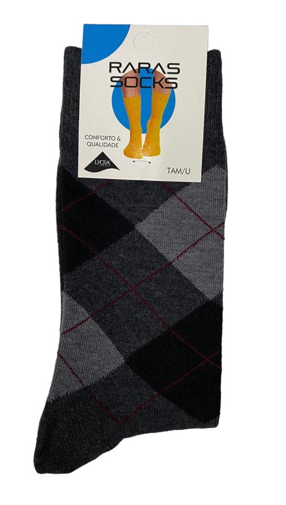 1 par Meia Algodão Com Licra, Losangos - Rarassocks