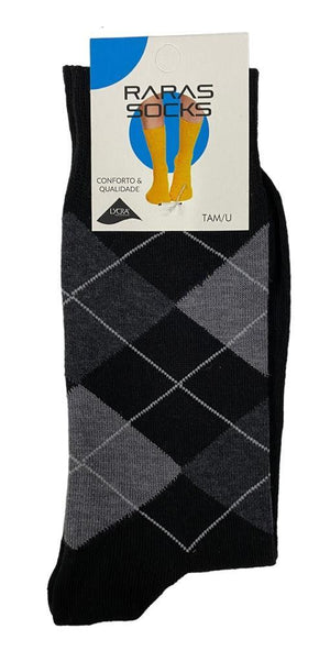 1 par Meia Algodão Com Licra, Losangos - Rarassocks