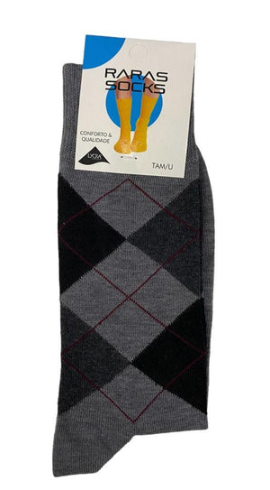 1 par Meia Algodão Com Licra, Losangos - Rarassocks