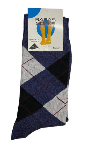 1 par Meia Algodão Com Licra, Losangos - Rarassocks