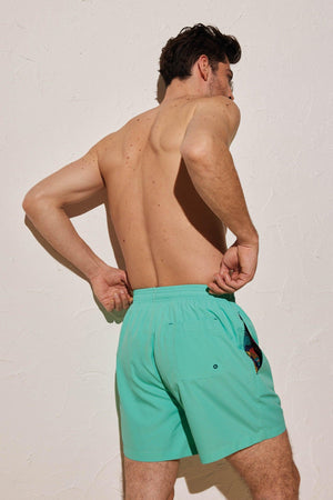 Fato de banho meia perna liso azul turquesa - Rarassocks