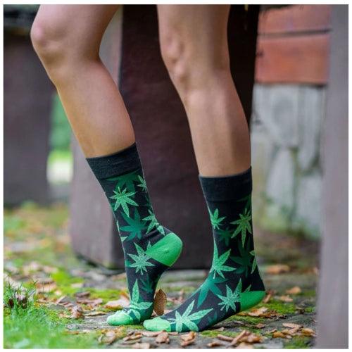 Meias Kylie Crazy Folhas Canabis - Rarassocks