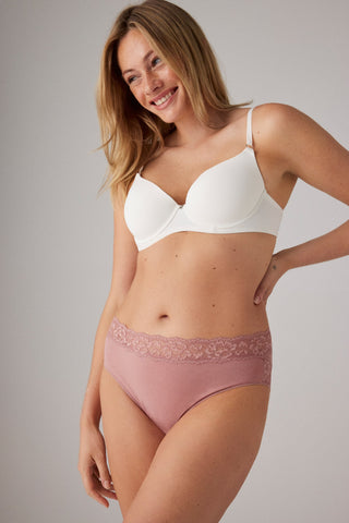 Cueca midi de algodão natural