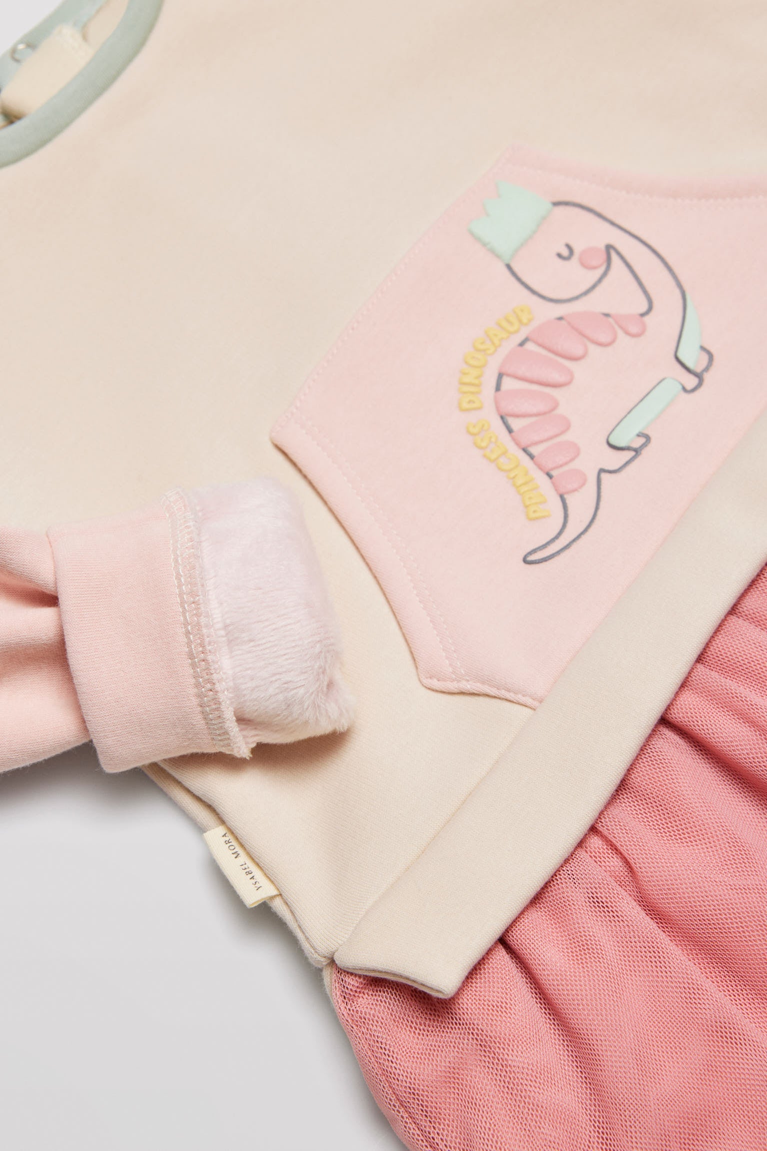 Vestido bebé tutu rosa manga comprida