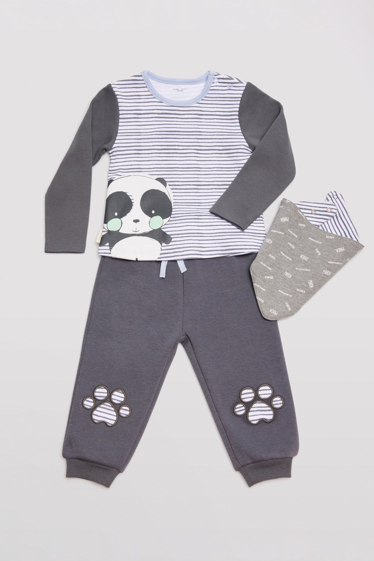 Conjunto bebé de 3 peças com desenho de panda