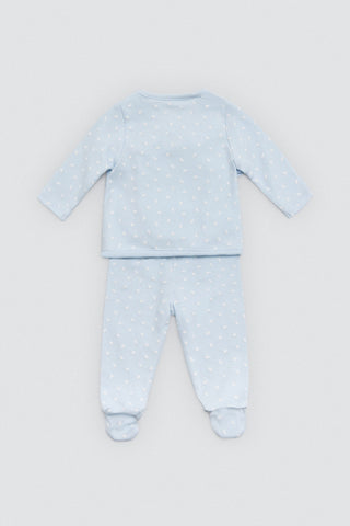 Conjunto Primeira Saída Recém-Nascido Azul – Algodão 100%