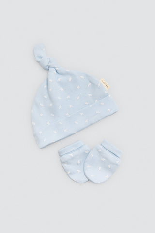 Conjunto Primeira Saída Recém-Nascido Azul – Algodão 100%