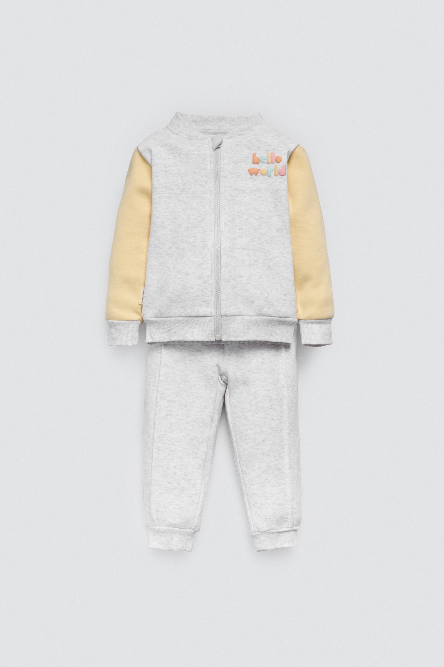 Conjunto bebé casaco e calças jogger Hello World