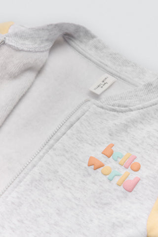Conjunto bebé casaco e calças jogger Hello World