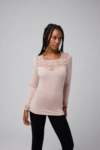 Camisola Térmica com renda manga comprida