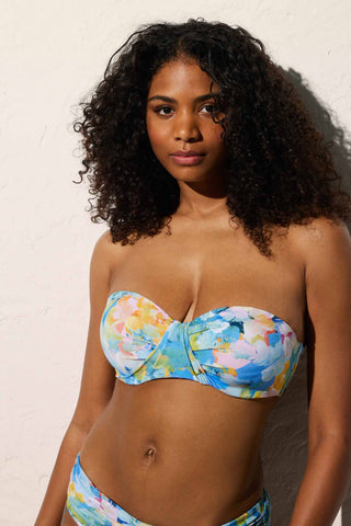 Top biquíni bandeau com aros copa D