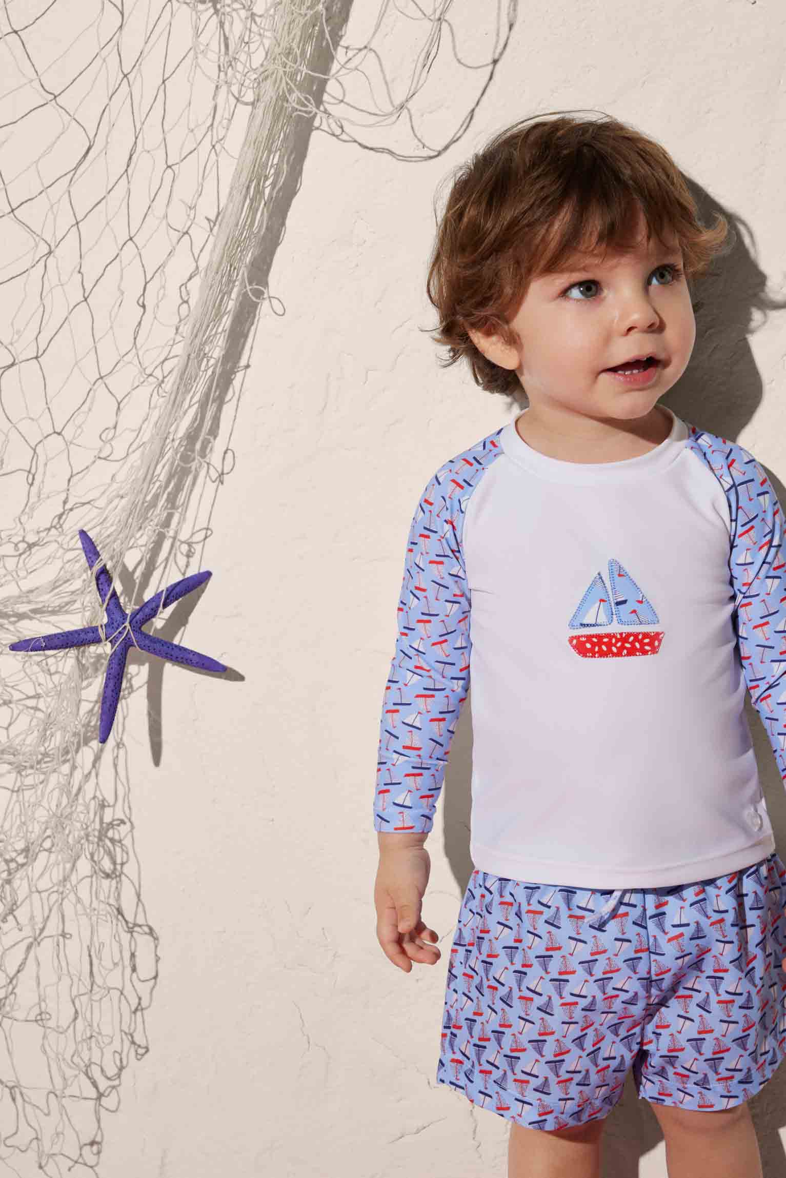 T-shirt de banho bebé barco