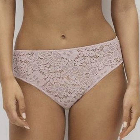 Conjunto de sutiã com aro e cueca midi de renda floral