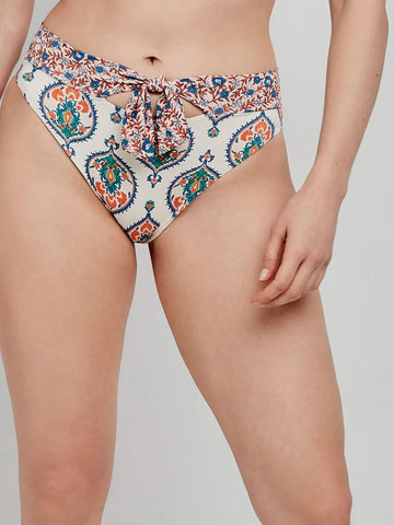 Cueca de biquíni estampada de cintura alta