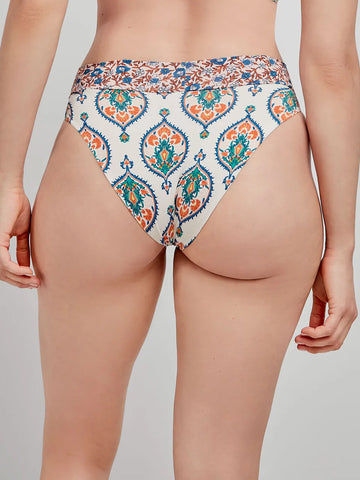 Cueca de biquíni estampada de cintura alta