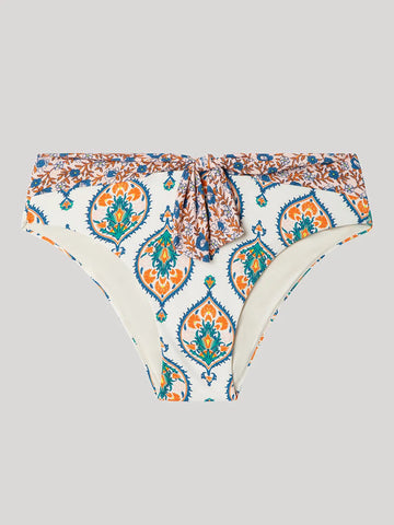 Cueca de biquíni estampada de cintura alta