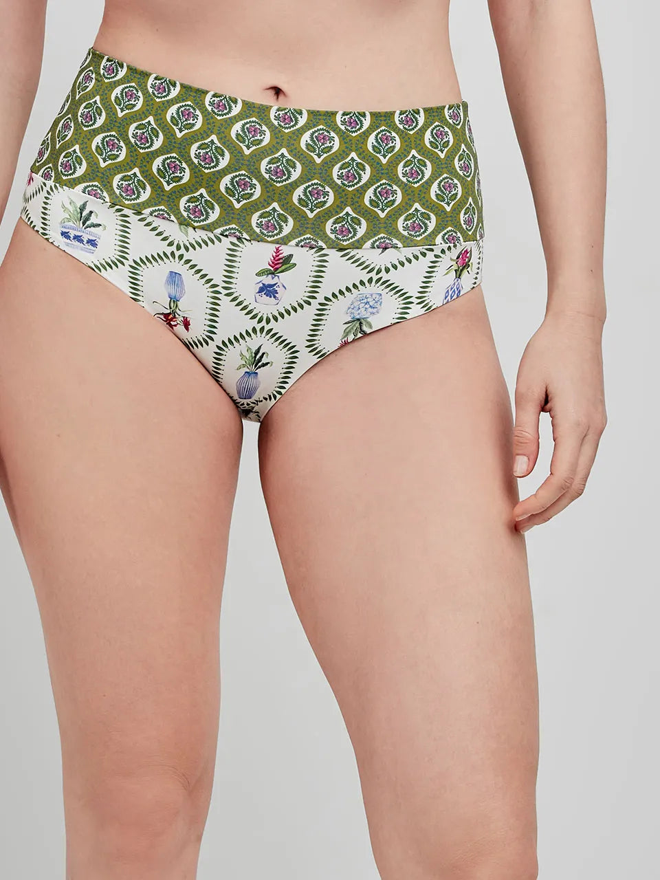 Cueca de biquíni estampada multiposições