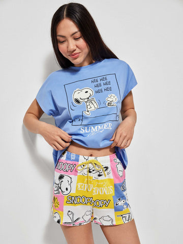 Pijama curto estampado Snoopy