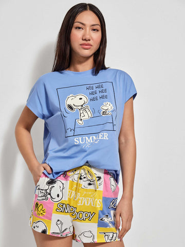 Pijama curto estampado Snoopy