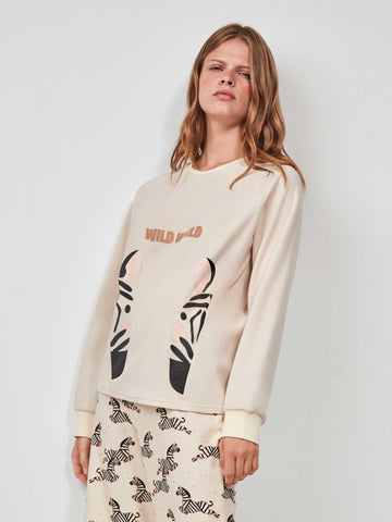 Pijama estampado em tecido micropolar macio