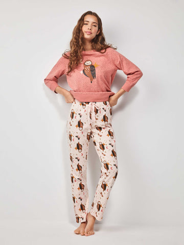 Pijama comprido com calças estampadas