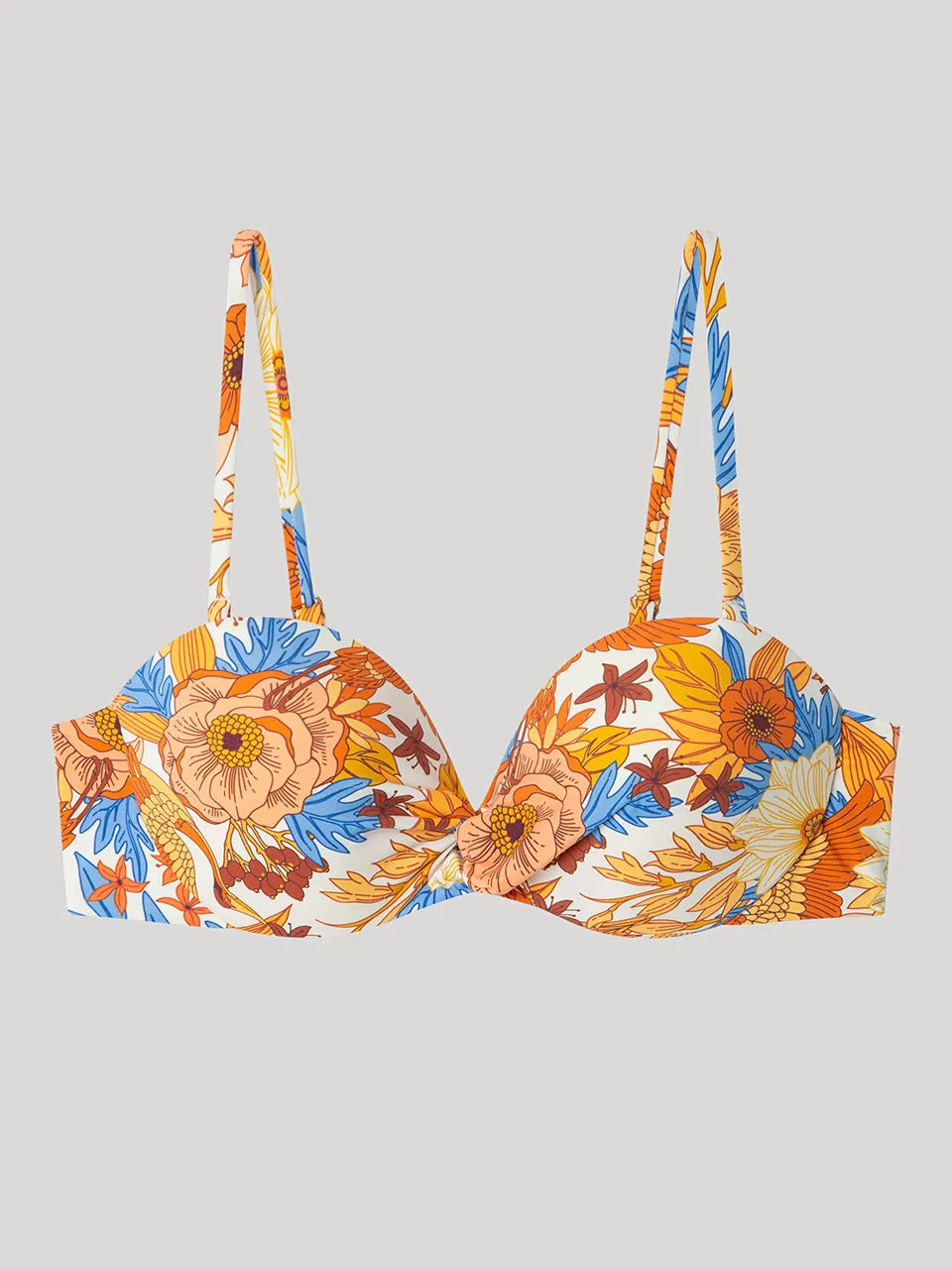 Top de biquíni estilo bandeau com estampado floral