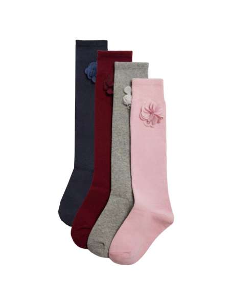 Meia de criança alta com flor