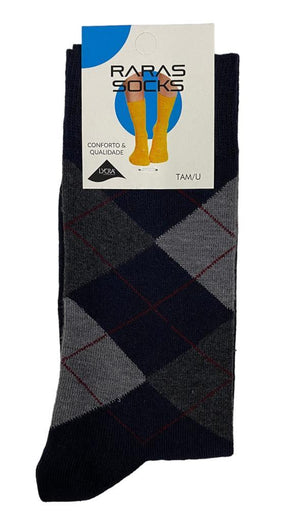 1 par Meia Algodão Com Licra, Losangos - Rarassocks