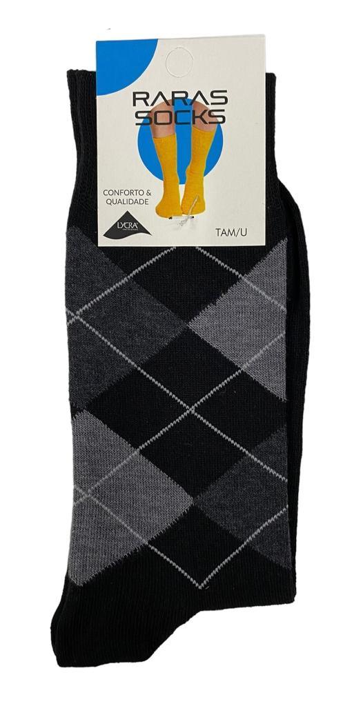 1 par Meia Algodão Com Licra, Losangos - Rarassocks