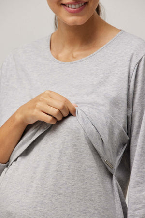 Camisa de noite de lactancia de manga comprida - Rarassocks