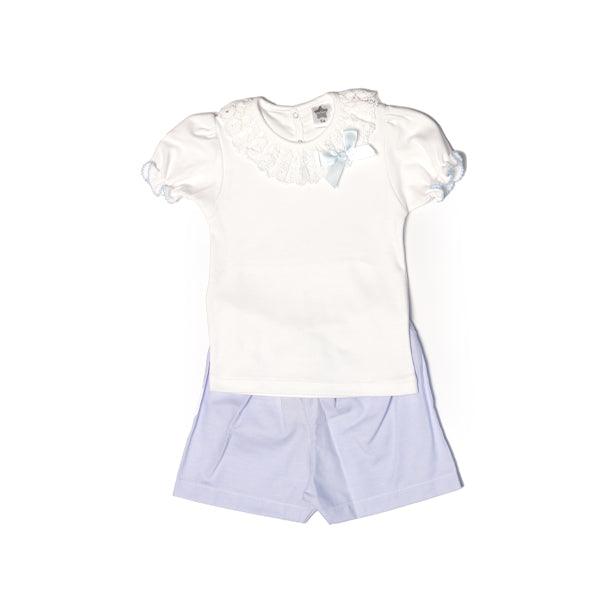 Conjunto Algodão Menina, Com Gola Em Renda - Rarassocks