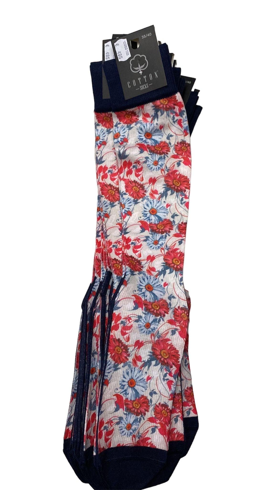 Meia alta flores vermelhas - Rarassocks