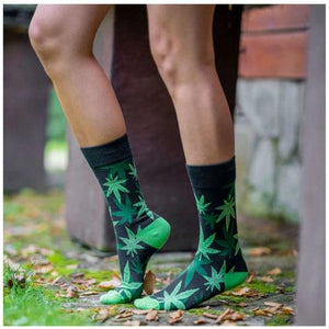 Meias Kylie Crazy Folhas Canabis - Rarassocks
