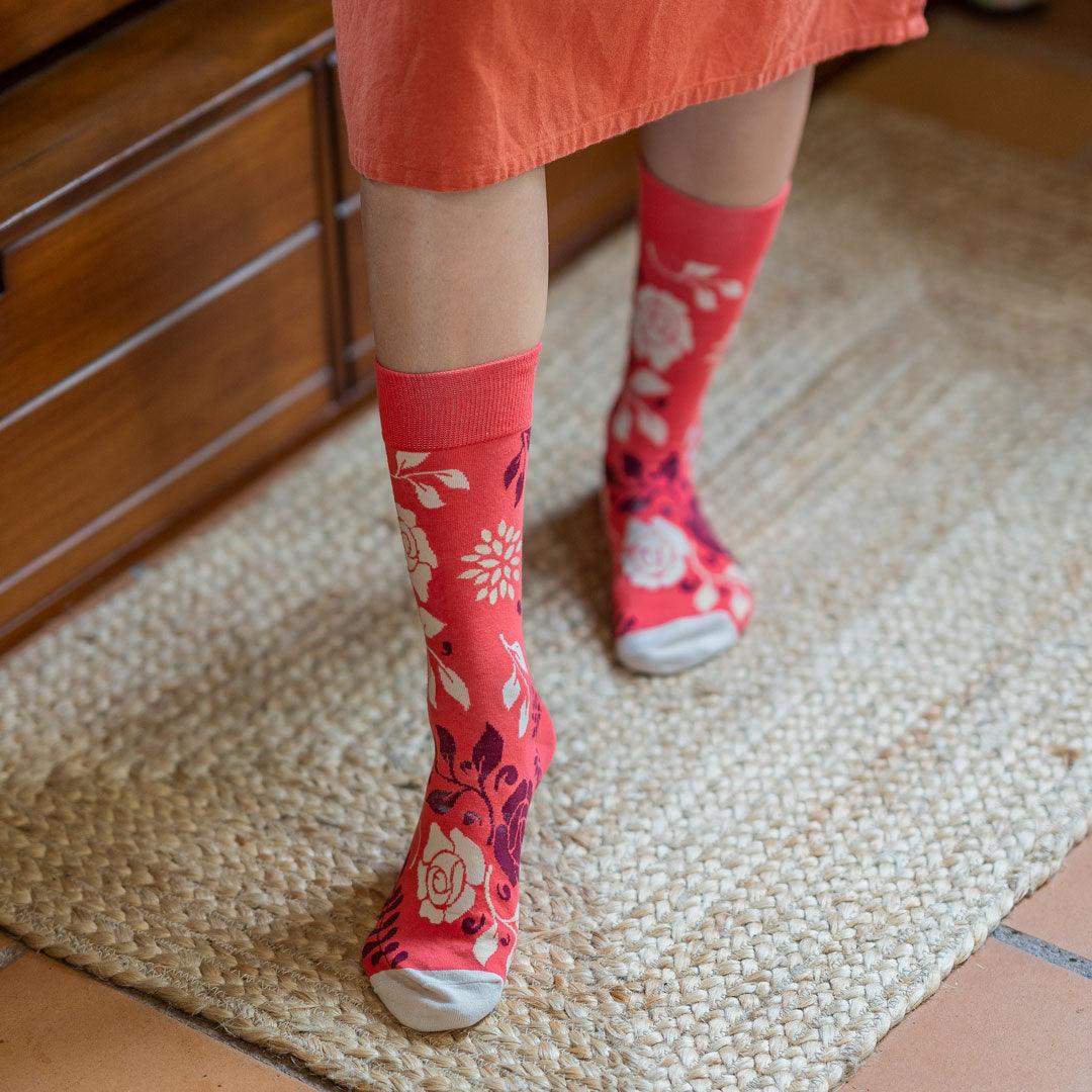 Meias Kylie Crazy Rosas - Rarassocks