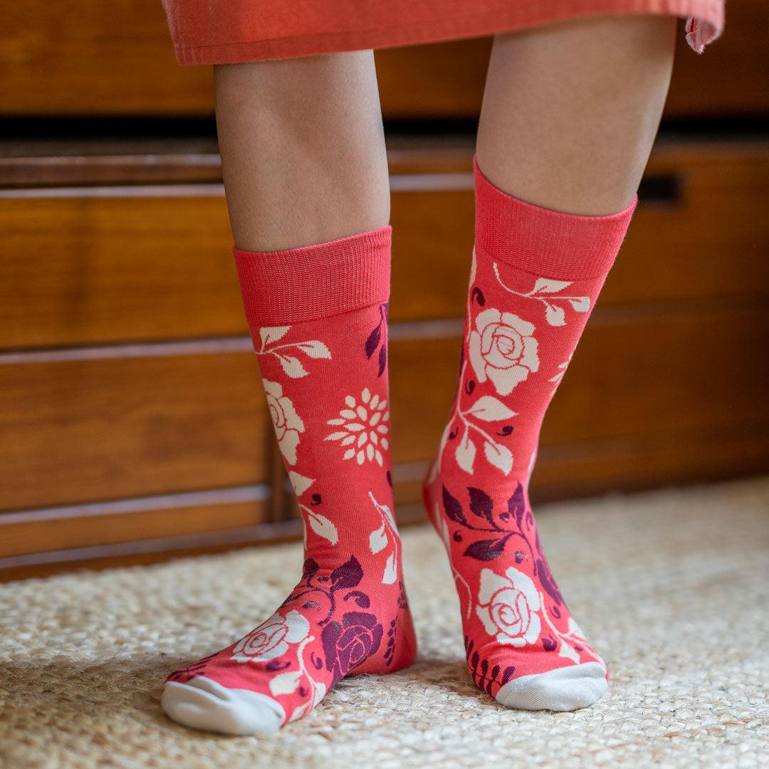 Meias Kylie Crazy Rosas - Rarassocks